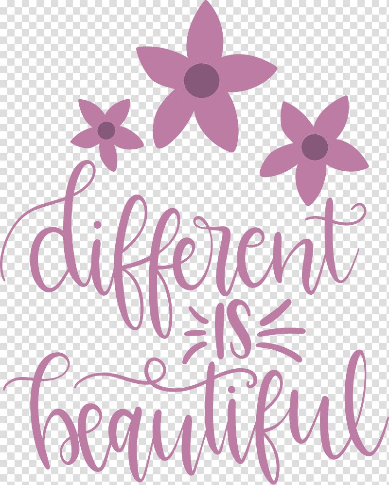 Different Is Beautiful Womens Day, Floral Design, Sticker, Cut Flowers, Wall Decal, Lavender, Text transparent background PNG clipart