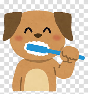 dog brushing teeth clipart