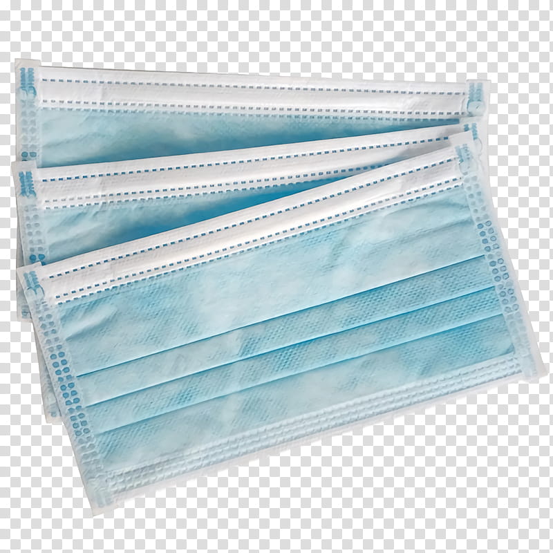 surgical mask medical mask COVID19, Coronavirus, Aqua, Blue, Turquoise, Textile, Linens, Rectangle transparent background PNG clipart