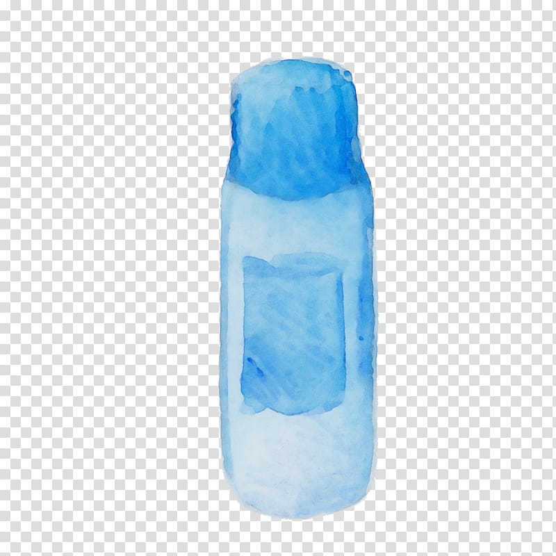 Plastic bottle, Watercolor, Paint, Wet Ink, Blue, Cobalt Blue, Water Bottle, Baby Bottle transparent background PNG clipart