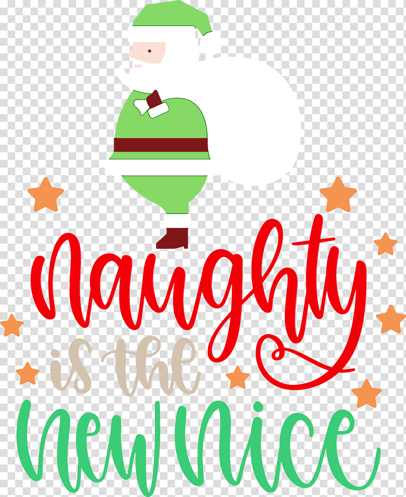logo character text happiness line, Naughty, Chrismtas, Santa Claus, Watercolor, Paint, Wet Ink transparent background PNG clipart