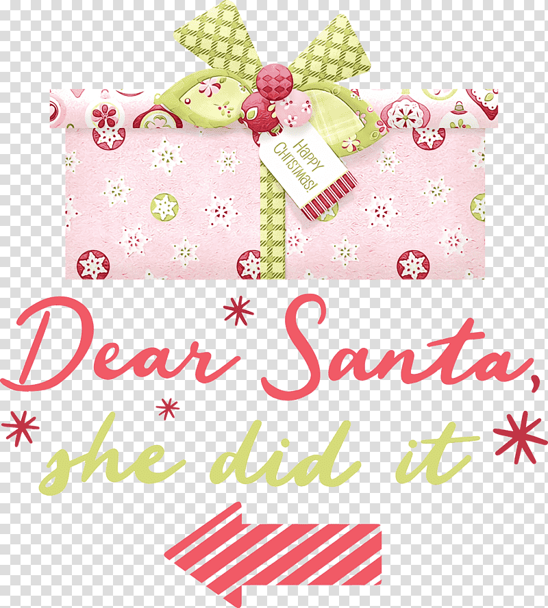 greeting card paper meter line font, Dear Santa, Santa Claus, Christmas , Watercolor, Paint, Wet Ink transparent background PNG clipart