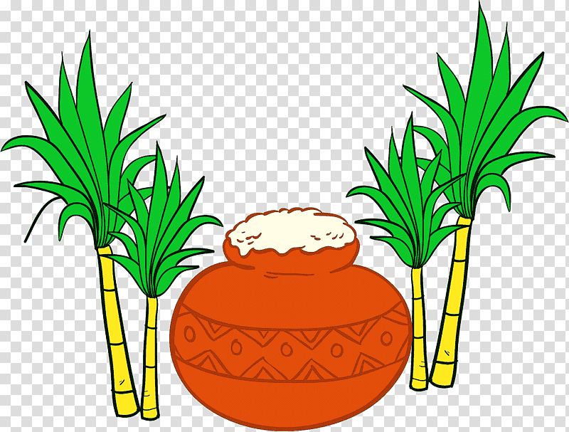 Indian girl with pot and sugarcane happy pongal Vector Image