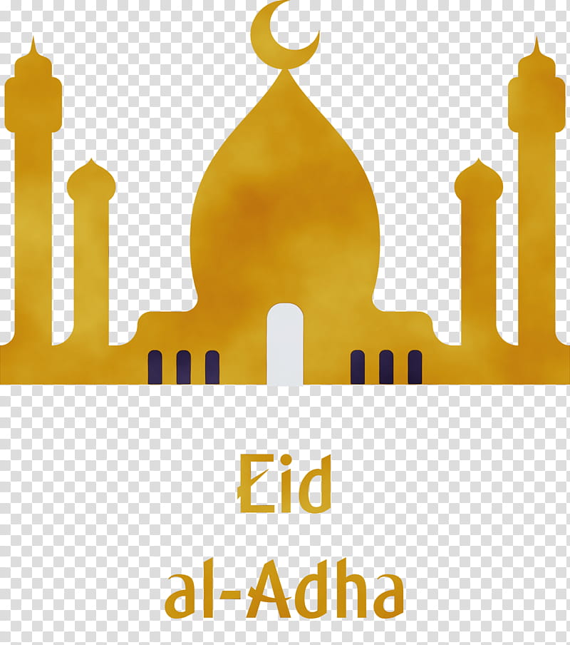 logo font yellow meter m, Eid Al Adha, Eid Qurban, Sacrifice Feast, Watercolor, Paint, Wet Ink transparent background PNG clipart