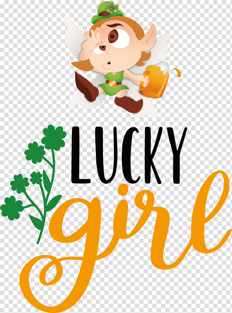 Lucky girl Patricks Day Saint Patrick, Tshirt, Clothing, Spreadshirt, Cartoon M, Smiley transparent background PNG clipart