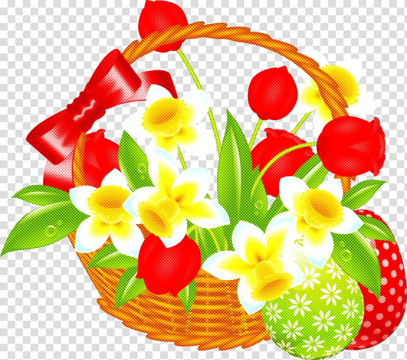 Artificial flower, Easter Basket Cartoon, Happy Easter Day, Eggs, Cut Flowers, Bouquet, Plant, Flowerpot transparent background PNG clipart