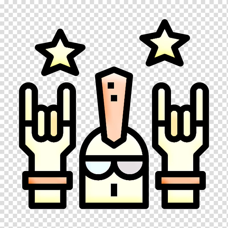 Punk icon Punk Rock icon Hands and gestures icon, Yellow, Line transparent background PNG clipart