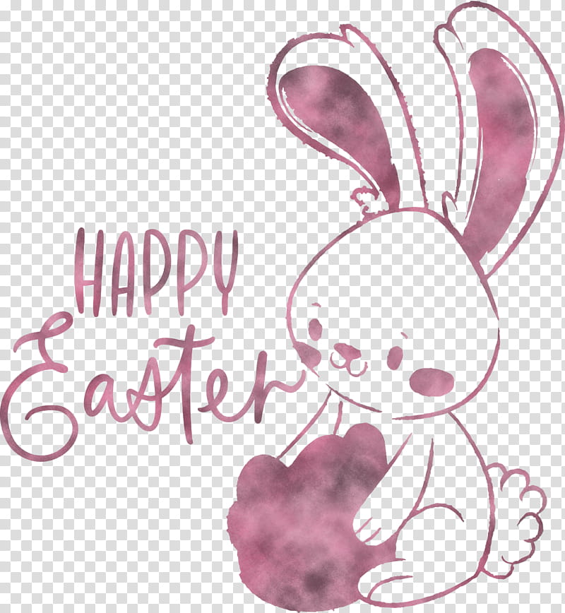 Easter Day Easter Sunday Happy Easter, Pink, Violet, Cartoon, Text, Nose, Purple, Rabbit transparent background PNG clipart