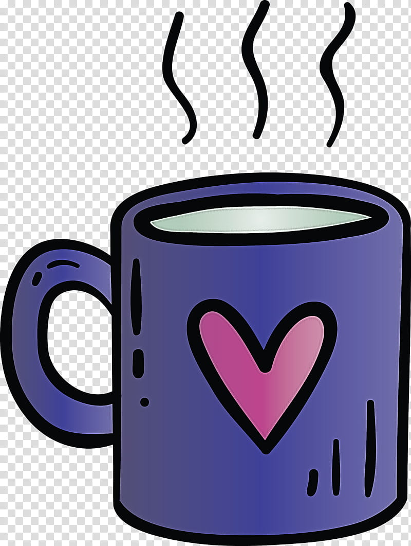 valentines day mug coffee cup, Heart, Drinkware, Tableware, Purple, Teacup, Line, Love transparent background PNG clipart