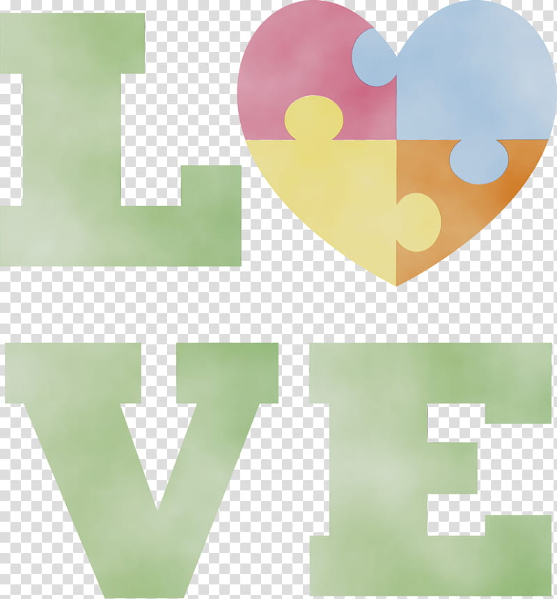 heart love font heart logo, World Autism Awareness Day, Watercolor, Paint, Wet Ink transparent background PNG clipart