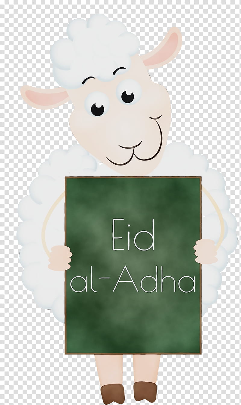 cartoon sheep green meter, Eid Al Adha, Eid Qurban, Qurban Bayrami, Watercolor, Paint, Wet Ink, Cartoon transparent background PNG clipart