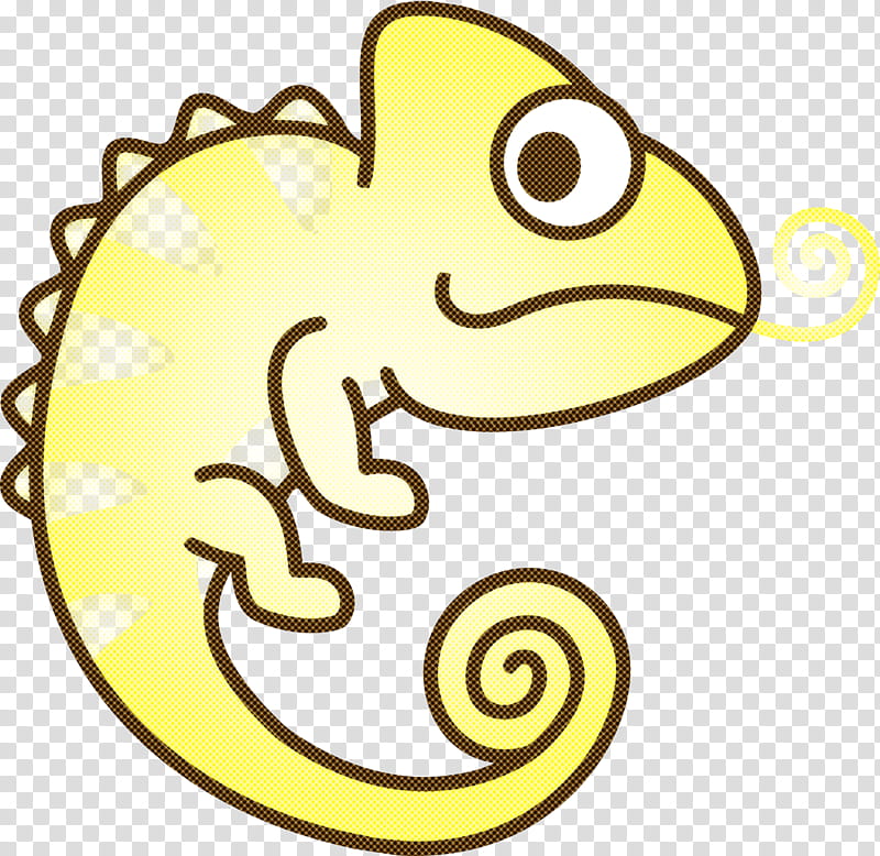 yellow cartoon sticker line art, Chameleon, Cute Chameleon, Cartoon Chameleon transparent background PNG clipart