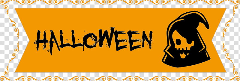 Happy Halloween Banner, Logo, Cartoon, Yellow, Meter, Happiness transparent background PNG clipart