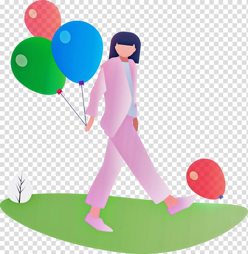 party partying happy feeling, Balloon, Woman, Cartoon, Recreation, Games transparent background PNG clipart