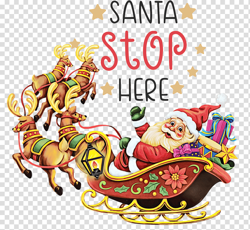 Santa Claus, Santa Stop Here, Christmas , Watercolor, Paint, Wet Ink, Ded Moroz transparent background PNG clipart