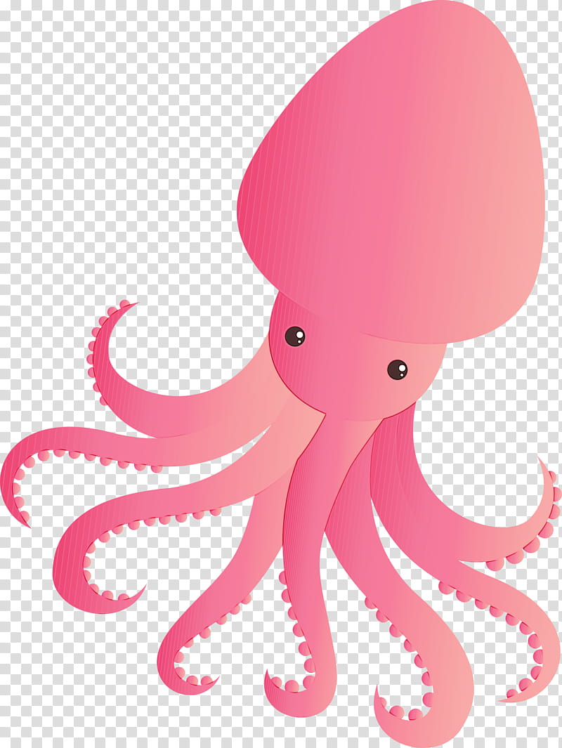 octopus giant pacific octopus pink octopus, Watercolor, Paint, Wet Ink, Cartoon, Squid, Seafood, Magenta transparent background PNG clipart