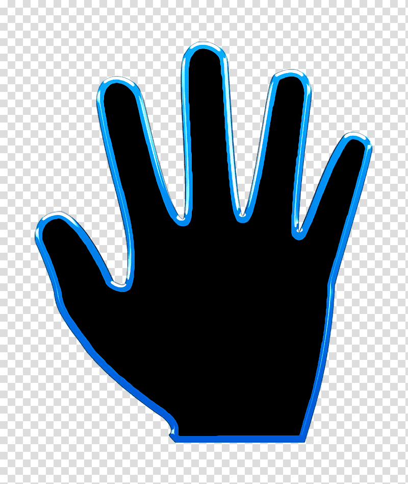 Five fingers icon Palm icon gestures icon, IOS7 Set Filled 2 Icon, Safety Glove, Electric Blue M, Line, Meter, Hm transparent background PNG clipart