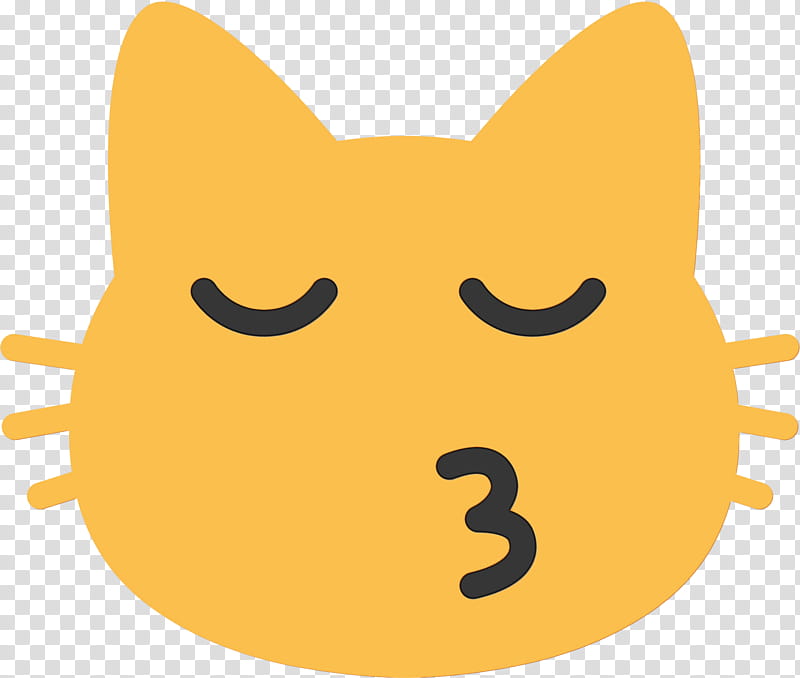 Emoticon Smile, Whiskers, Cat, Snout, Yellow, Facial Expression, Nose, Head transparent background PNG clipart