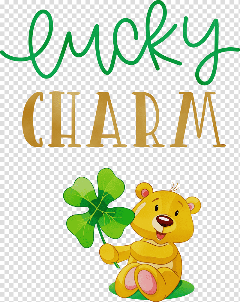 flower animal figurine bears meter leaf, Lucky Charm, Saint Patrick, Patricks Day, Watercolor, Paint, Wet Ink transparent background PNG clipart