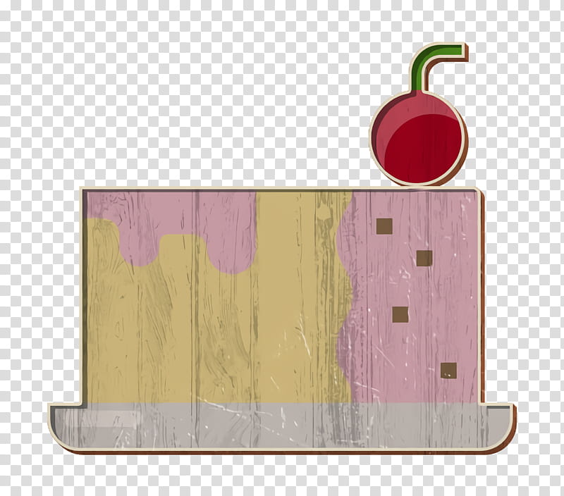Coffee Shop icon Cake icon, Pink, Cherry, Fruit, Wood, Plant, Rectangle, Magenta transparent background PNG clipart