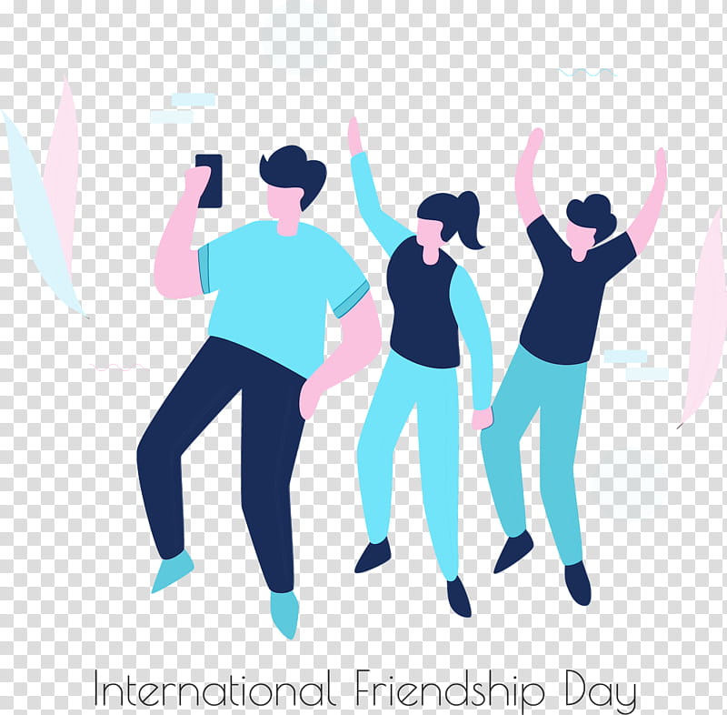 youth fun dance logo celebrating, Friendship Day, Happy Friendship Day, International Friendship Day, Watercolor, Paint, Wet Ink, Gesture transparent background PNG clipart