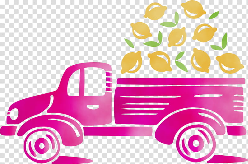 pink m area meter line automobile engineering, Lemon Truck, Autumn, Fruit, Watercolor, Paint, Wet Ink transparent background PNG clipart