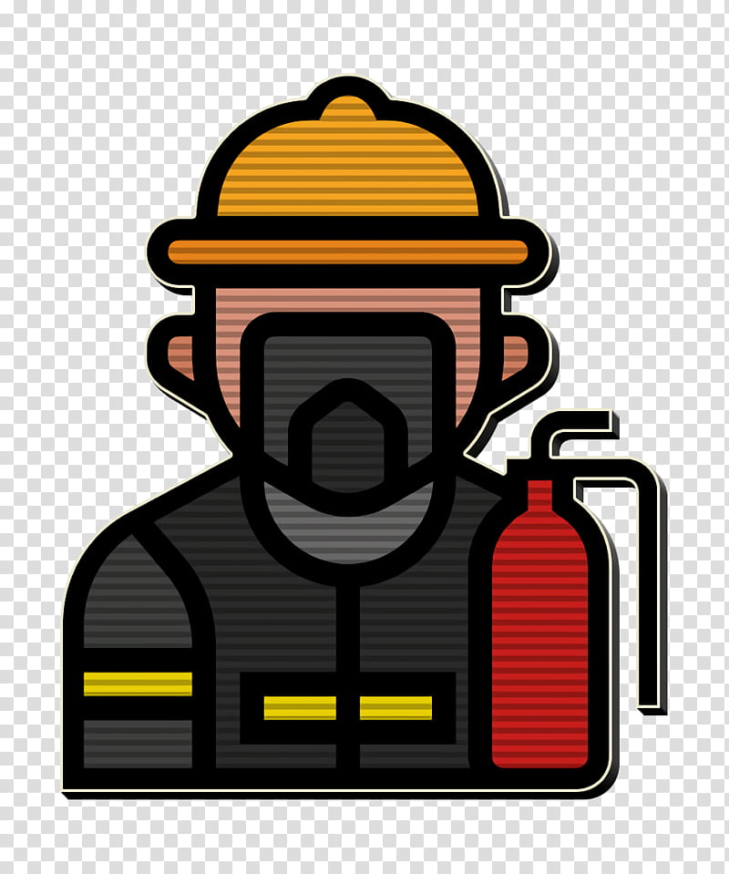 Jobs and Occupations icon Fireman icon, Line, Headgear, Helmet, Personal Protective Equipment transparent background PNG clipart