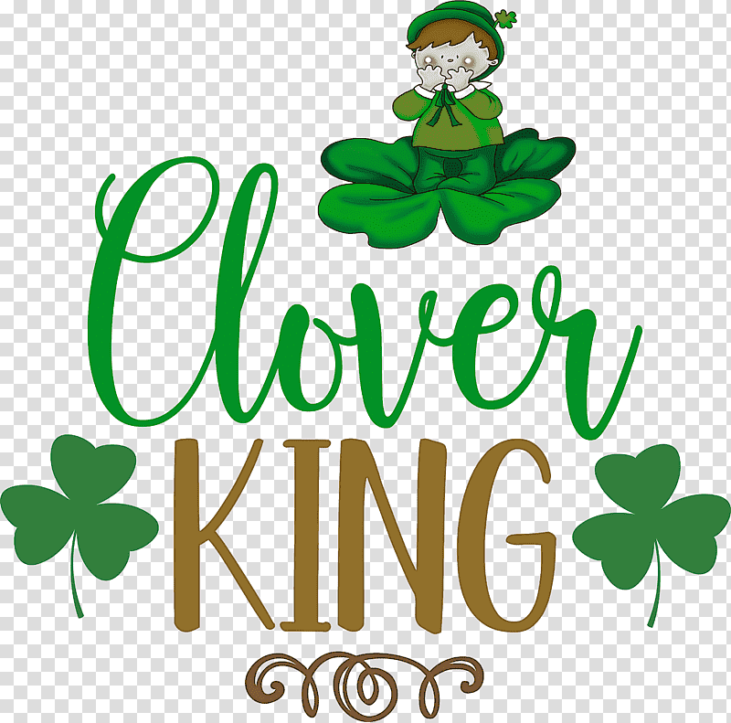 Clover King St Patricks Day Saint Patrick, Leaf, Plant Stem, Tree, Logo, Christmas Tree, Flower transparent background PNG clipart