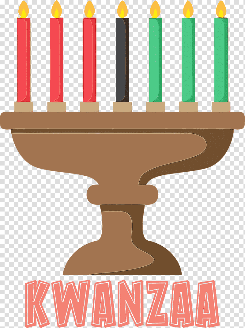 Kwanzaa, Watercolor, Paint, Wet Ink, Candle, Candlestick, Kinara transparent background PNG clipart