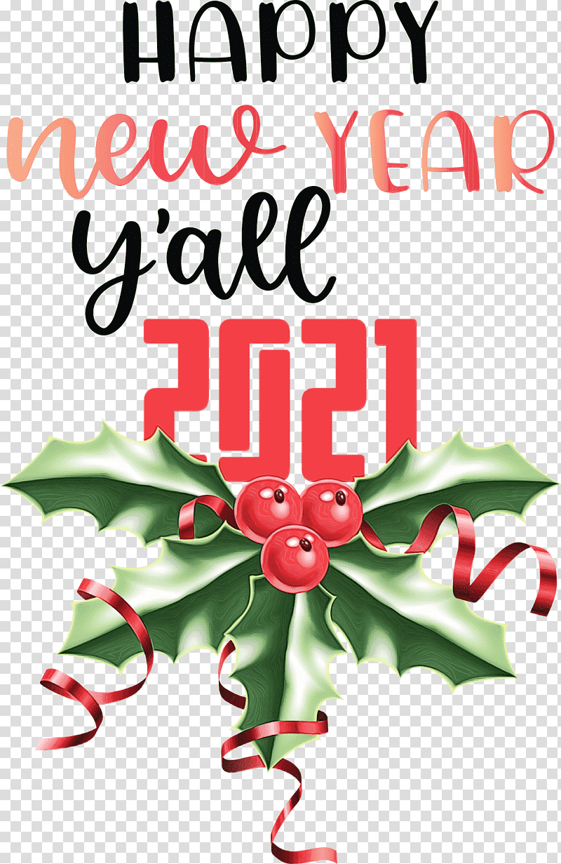Christmas Day, 2021 Happy New Year, 2021 New Year, 2021 Wishes, Watercolor, Paint, Wet Ink transparent background PNG clipart