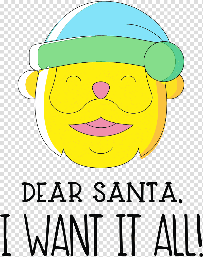 Emoticon, Dear Santa, Christmas , Watercolor, Paint, Wet Ink, Smiley transparent background PNG clipart