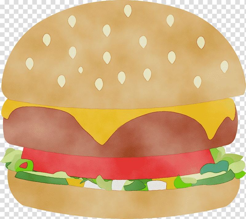 Hamburger, Watercolor, Paint, Wet Ink, Cheeseburger, Yellow, Fast Food transparent background PNG clipart