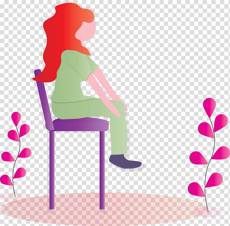 modern girl, Pink, Furniture, Sitting, Chair transparent background PNG clipart