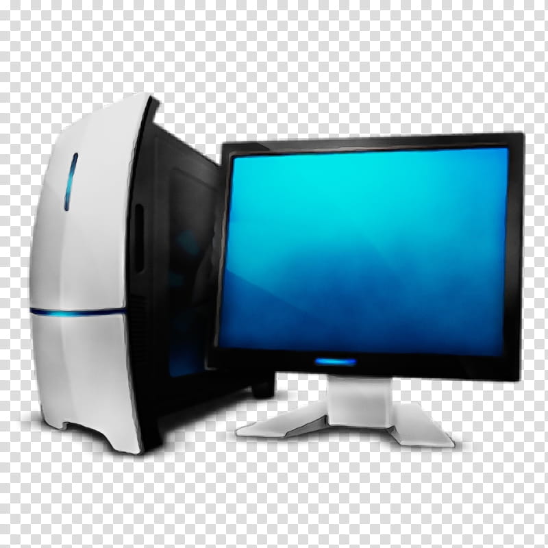 screen computer monitor desktop computer output device personal computer, Watercolor, Paint, Wet Ink, Computer Monitor Accessory, Computer Hardware, Technology, Multimedia transparent background PNG clipart