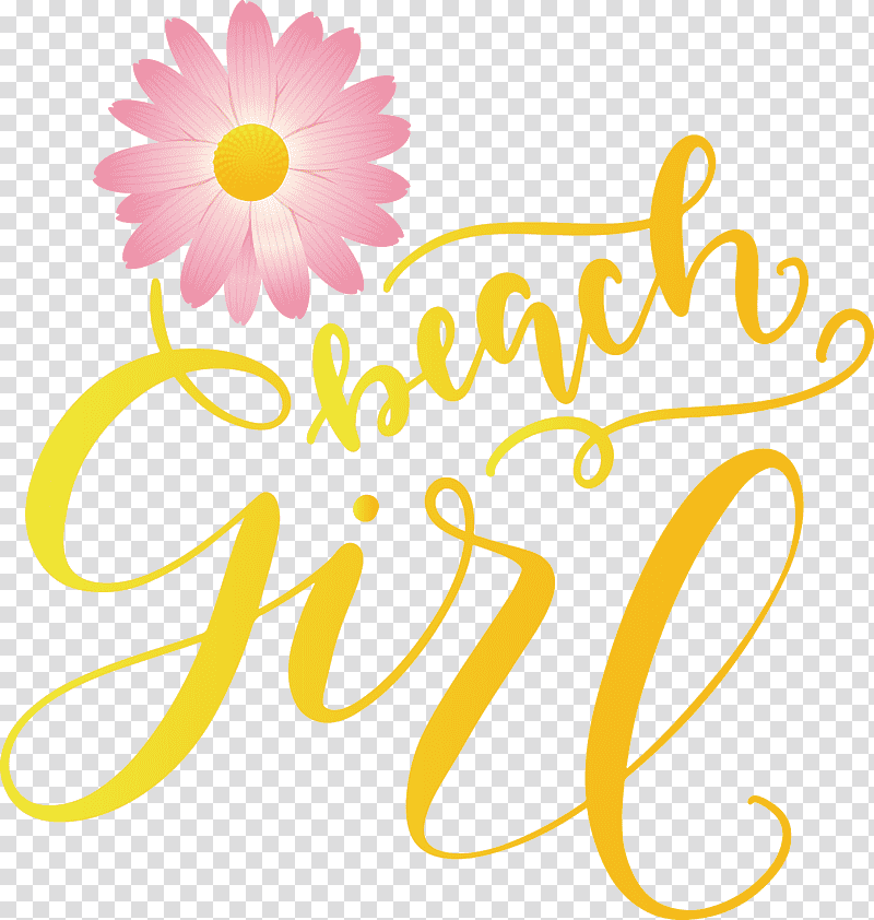 Beach Girl Summer, Summer
, Cut Flowers, Floral Design, Petal, Logo, Yellow transparent background PNG clipart