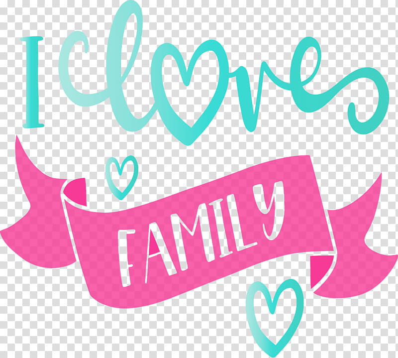 text font pink logo line, Family Day, I Love Family, Watercolor, Paint, Wet Ink, Magenta, Sticker transparent background PNG clipart