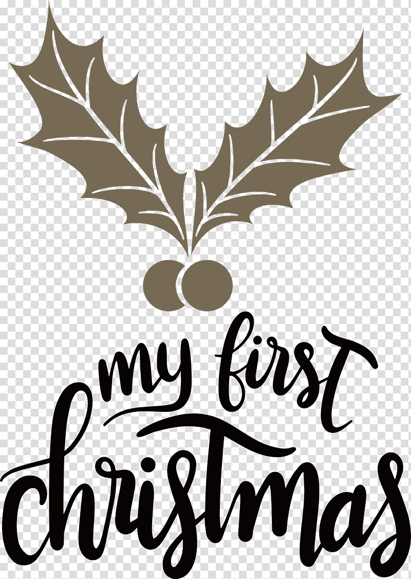 My First Christmas, Scarlet Oak, Holly, Logo transparent background PNG clipart