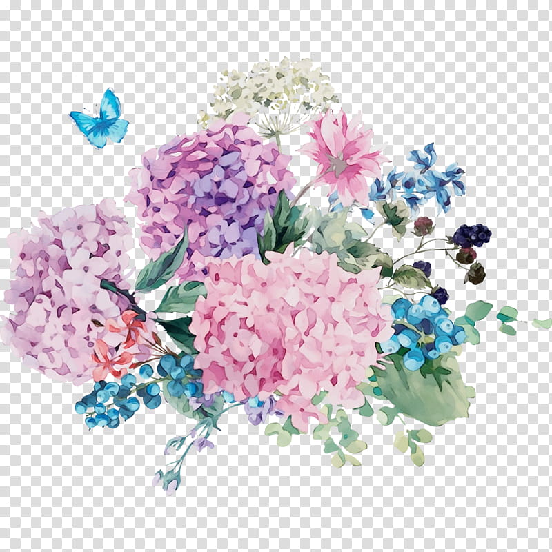 Floral design, Watercolor, Paint, Wet Ink, French Hydrangea, Flower, Shrub, Smooth Hydrangea transparent background PNG clipart