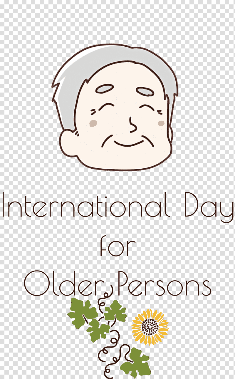 International Day for Older Persons International Day of Older Persons, Cartoon, Flower, Face, Happiness, Meter, Line transparent background PNG clipart