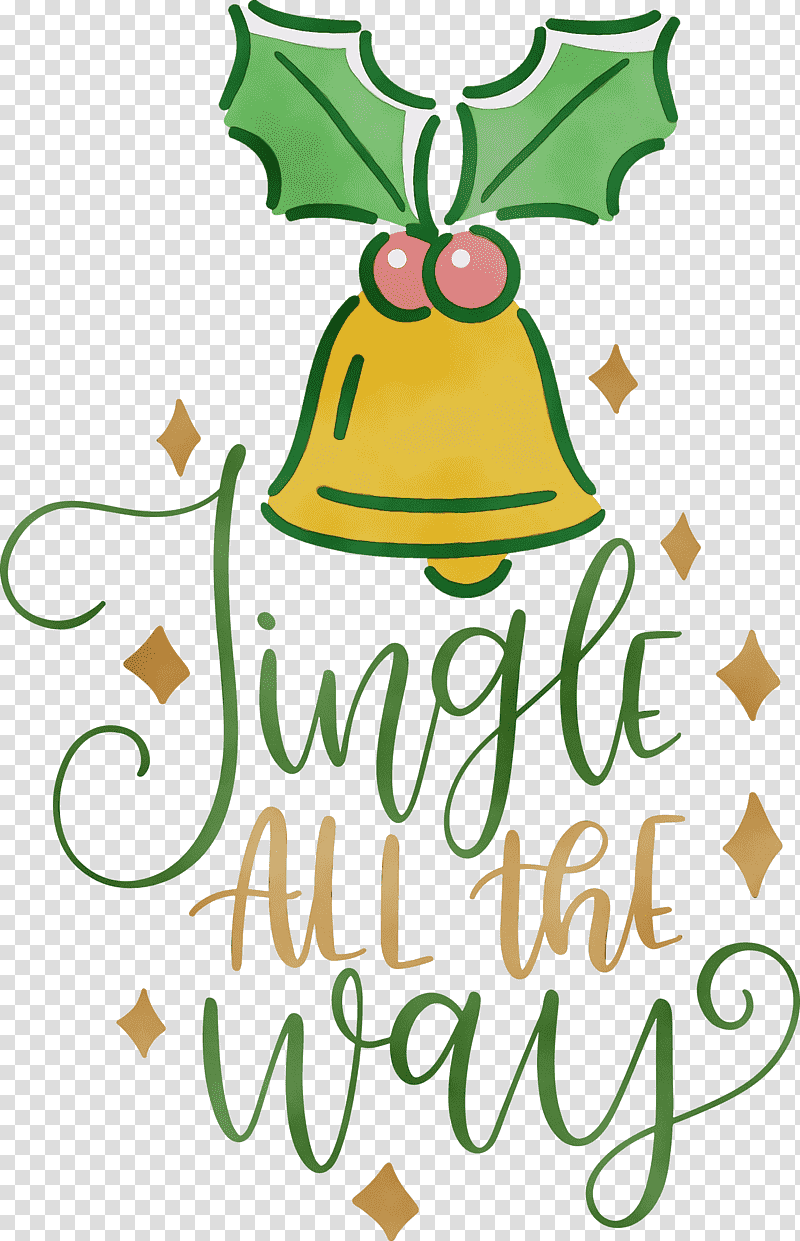 Christmas Day, Jingle All The Way, Christmas , Watercolor, Paint, Wet Ink, Logo transparent background PNG clipart
