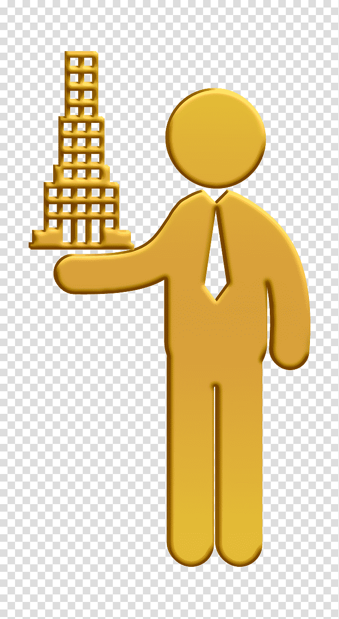 people icon Human Pictos icon Architect with building project icon, Architect Icon, Cartoon, Meter, Yellow, Organization, Joint transparent background PNG clipart
