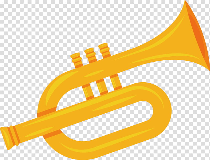 trumpet flugelhorn mellophone megaphone bugle, Trombone, Yellow, Line, Meter transparent background PNG clipart