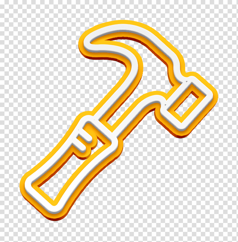 Hammer icon Carpentry icon, Logo, Chemical Symbol, Yellow, Meter, Chemistry, Science transparent background PNG clipart