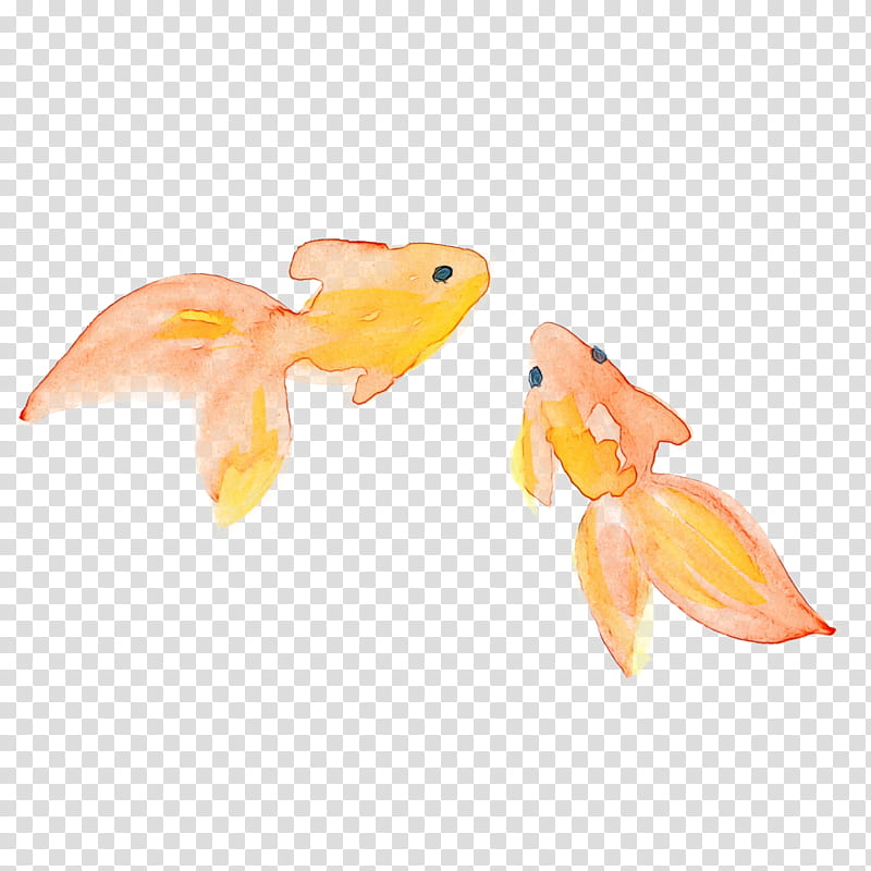 Orange, Watercolor Fish, Paint, Wet Ink, Goldfish, Animal Figure transparent background PNG clipart