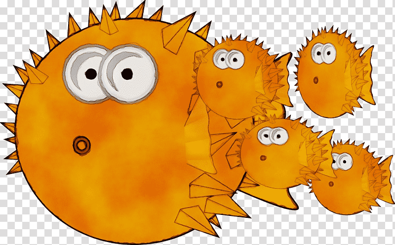 Mbu pufferfish Cartoon Northern puffer, Watercolor, Paint, Wet Ink, Goldfish, Animal, Porcupinefish transparent background PNG clipart