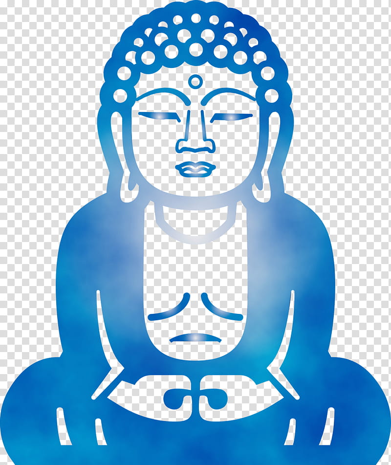 blue head meditation, Buddha, Watercolor, Paint, Wet Ink transparent background PNG clipart