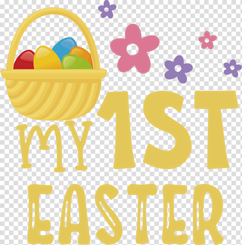 My 1st Easter easter baskets easter day, Logo, Yellow, Meter, Home Accessories, Happiness, Fruit transparent background PNG clipart