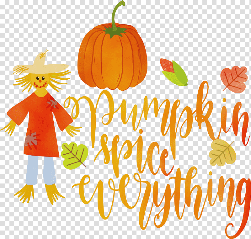 Pumpkin, Pumpkin Spice Everything, Thanksgiving, Autumn, Watercolor, Paint, Wet Ink transparent background PNG clipart