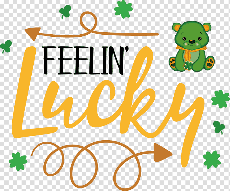 Saint Patrick Patricks Day Feelin Lucky, Cartoon, Logo, Green, Text, Line, Happiness transparent background PNG clipart