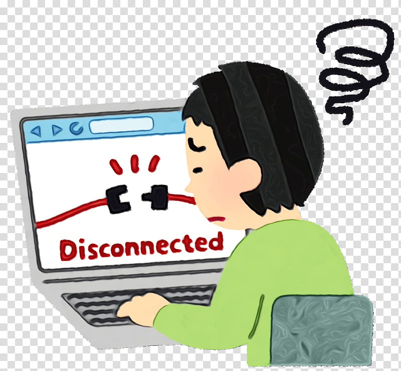 cartoon learning games job, Computer Internet Disconnected, Watercolor, Paint, Wet Ink, Cartoon transparent background PNG clipart